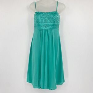 David's Bridal Chiffon Bubble Dress Bridesmaid Prom Dress Aquamarine Sz 4